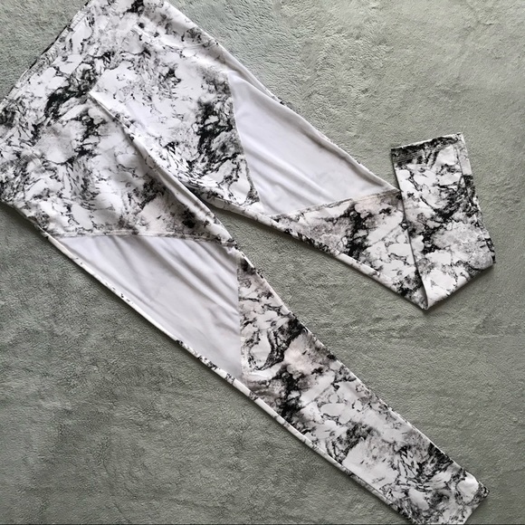 Varley Pants - Varley Bicknell Compression Tight Yoga Legging White Marble Mesh Small Sz S